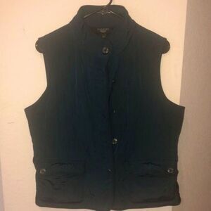 Talbots Forrest green quilted womens  vest petite size L